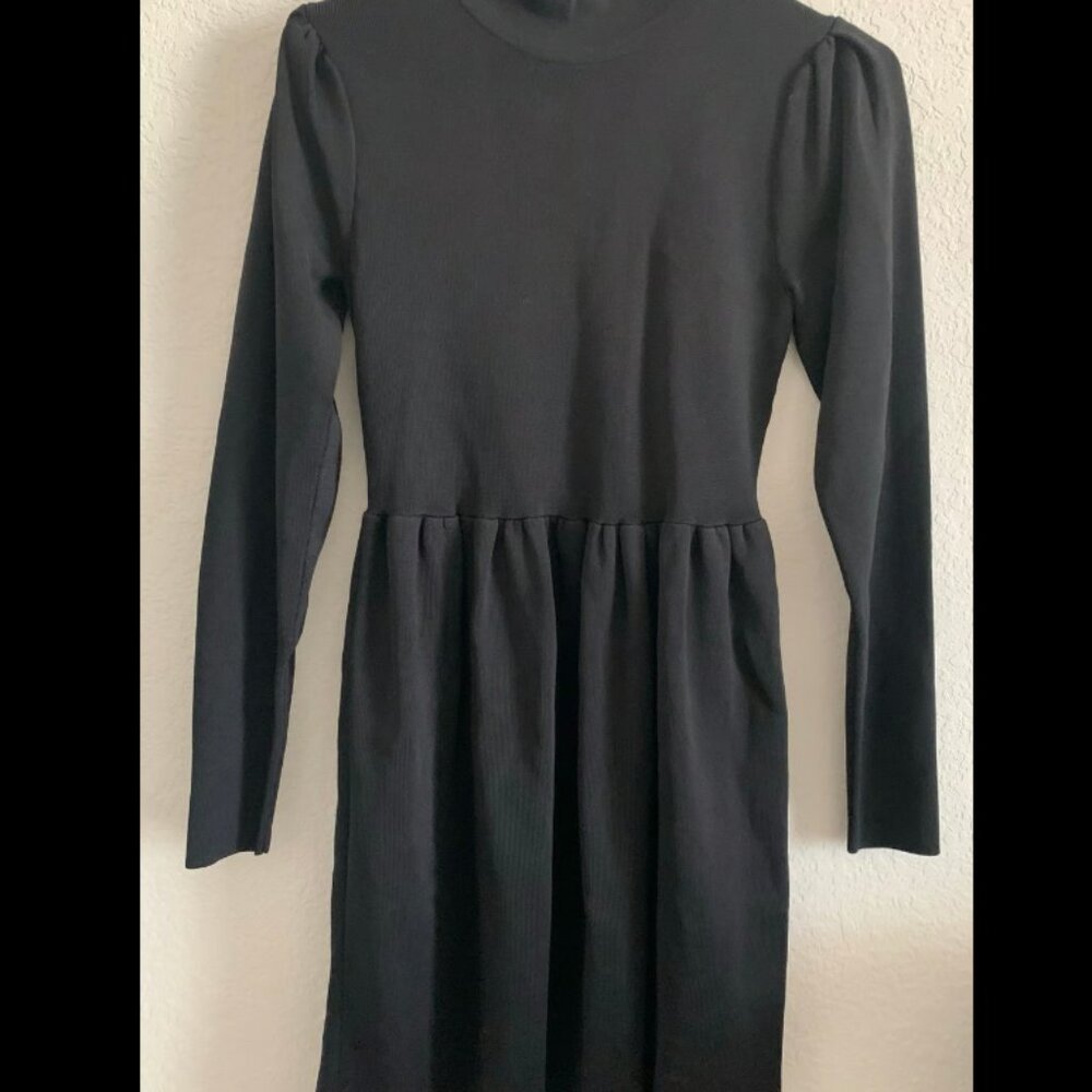 Zara Black Mockneck Long Sleeve Knit Mini Dress S